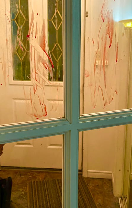 Rima Saba came home one night to find a large amount of blood in her yard and in the mudroom of her home. Police  say it belongs to a woman, but how it  got there and who it belongs to remains a mystery. - Contributed