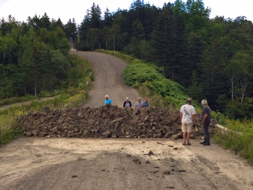 The Department of Transportation and Infrastructure Renewal has placed a rock berm across Russia Road, at the bottom of a dip at Bear Brook vault. CONTRIBUTED