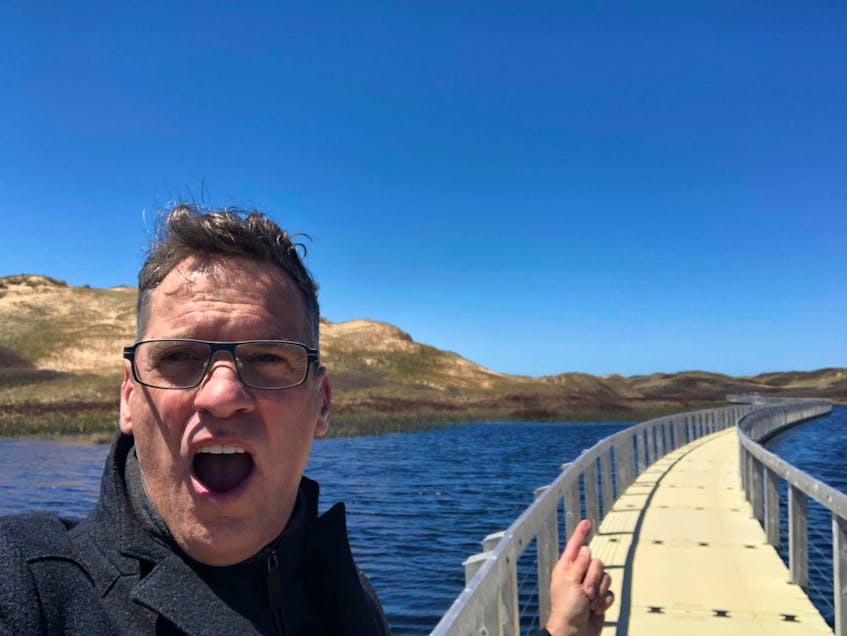 Sven Gerhard taking a selfie during his first visit to the floating boardwalk in P.E.I. National Park.  - Contributed