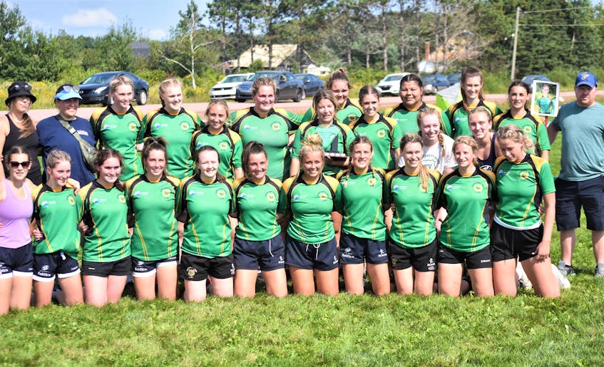 The Pictou County Rugby Club senior’s women’s team gather for a photo following their gold medal victory. - Richard MacKenzie