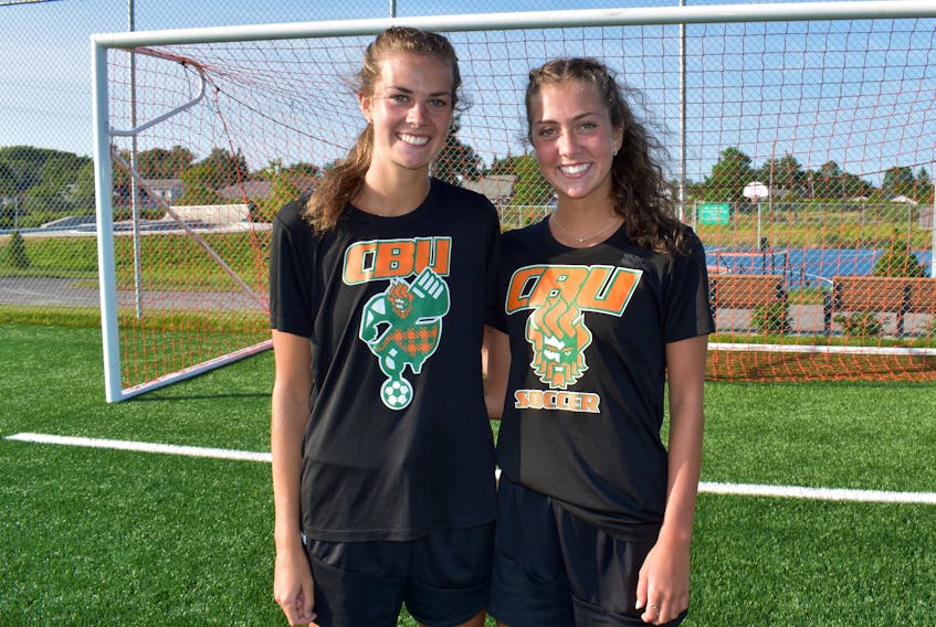 Caleigh MacPherson, left, and Chloe MacPherson will both play for the Cape Breton Capers women’s soccer program this season. The Lingan sisters are scheduled to take the field for the club’s opening game of the Atlantic University Sport season on Sept. 11 against Saint Mary’s at Cape Breton Health Recreation Complex Turf in Sydney. JEREMY FRASER/CAPE BRETON POST