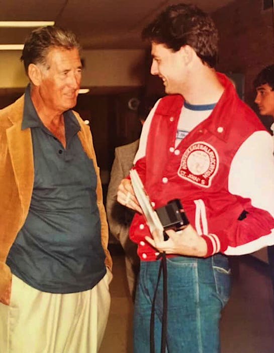 A pair of lanky left-handed power hitters. Robin Short had just started his career at The Telegram when he got to interview Ted Williams during a visit to St. John's by the Baseball Hall of Famer in the mid-1980s. — Facebook/Contributed