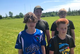 Four Cape Breton under-15 rugby players will suit up for the Nova Scotia Keltics at the Atlantic Canada Rugby Championships in Saint John, N.B., this weekend — Aug. 7-8. Baddeck products Andrew Norman, Jacob Nicholson and Adam Smith as well as Glace Bay's Mitchell Jenkins will be in the team's lineup for the tournament. From left, front row, Jenkins and Smith, back row, Norman and Nicholson. CONTRIBUTED • BROCK FOWNES
