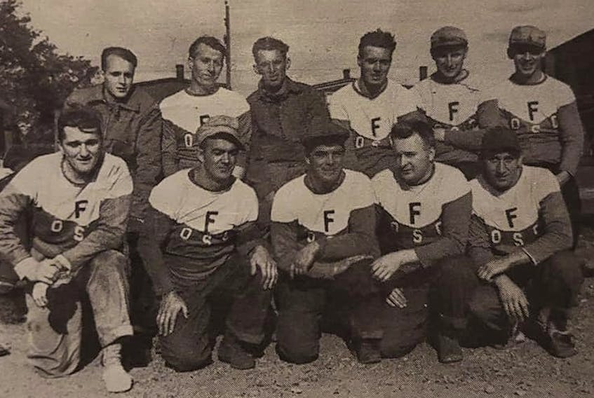 Colliery reps
A group of miners from Florence Colliery came together to form a team to play in a local colliery softball league in 1954. The photo was taken at the Florence ballfield. From left, front row, John O'Toole, Alex Coakley, Art Morrison, Bill Cordy and Normie MacLean; back row, Gordie Cordy, Gordie MacLean, Eddie Noble, Earl Ferguson, Elmer Hurley and Percy Barrie. CONTRIBUTED