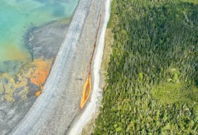 This aerial photo of surface runoff being pumped back into Atlantic Gold's Torquoy Mine in Moose River has raised concerns with environmental advocates.