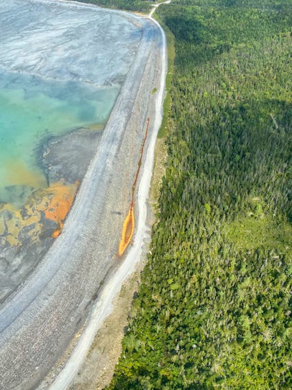 This aerial photo of surface runoff being pumped back into Atlantic Gold's Torquoy Mine in Moose River has raised concerns with environmental advocates.