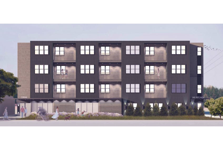 This is a rendering of the proposed four-storey, 28 unit development at 203 Fitzroy St. in Charlottetown.