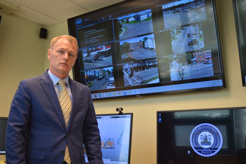 Newly-named Charlottetown Police Chief Brad MacConnell was instrumental in developing the department’s e-watch camera system that allows officers to monitor activity on the streets. - Dave Stewart • The Guardian