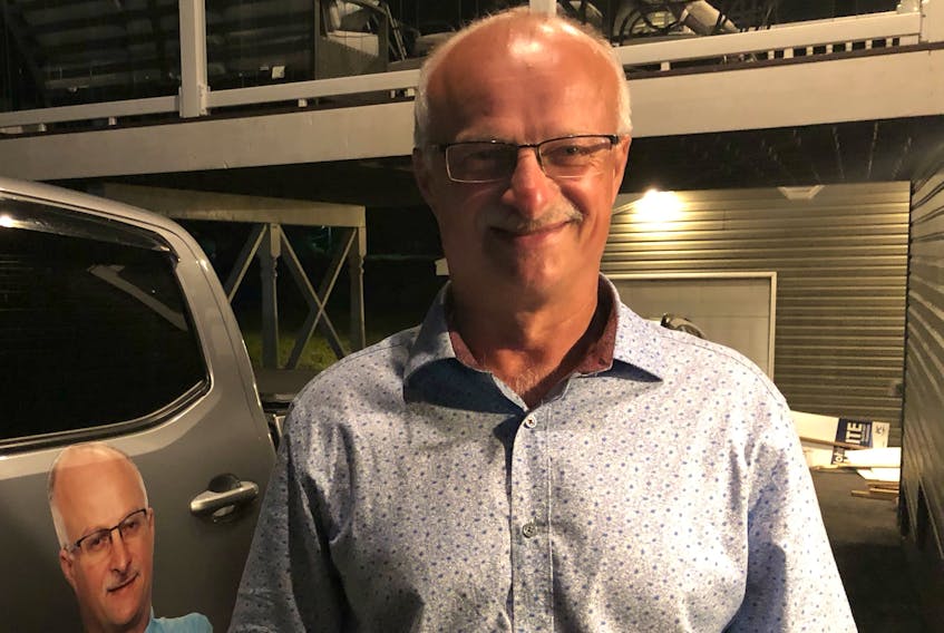 PC candidate John White is all smiles after winning the riding of Glace Bay-Dominion on Aug. 17. But the latest recount has left White in limbo. — JESSICA SMITH • CAPE BRETON POST FILES