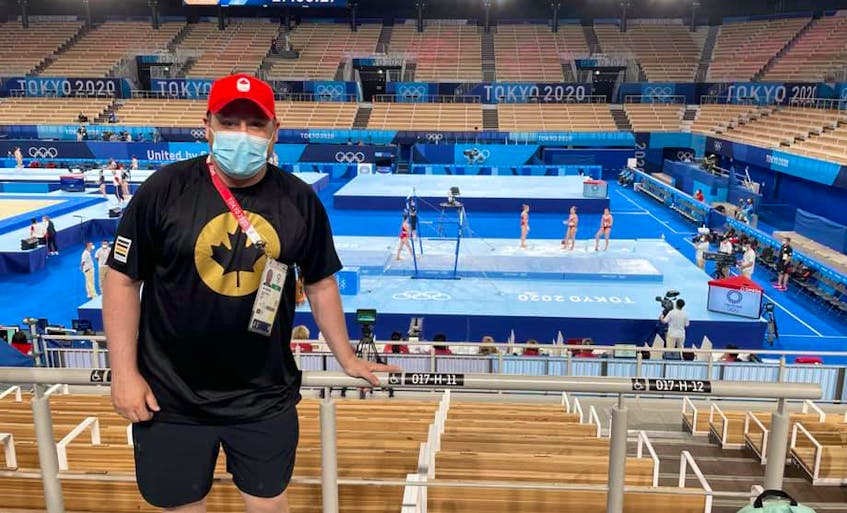 “Had a great time working with Canada’s women’s artistic gymnastics team yesterday. So talented,” posted Josh Goreham to social media on July 22. Goreham, who hails from Shelburne County, is a Performance Technologist with the Canadian Olympic Committee. Contributed - Contributed