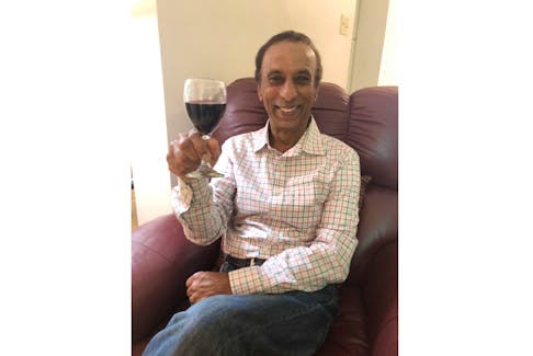 Ross Hamid toasts to the health and happiness of the people of Pictou County as he prepares to move to Alberta.