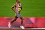  Canada’s Damian Warner competes in the men’s decathalon 1500m during the Tokyo 2020 Olympic Games.