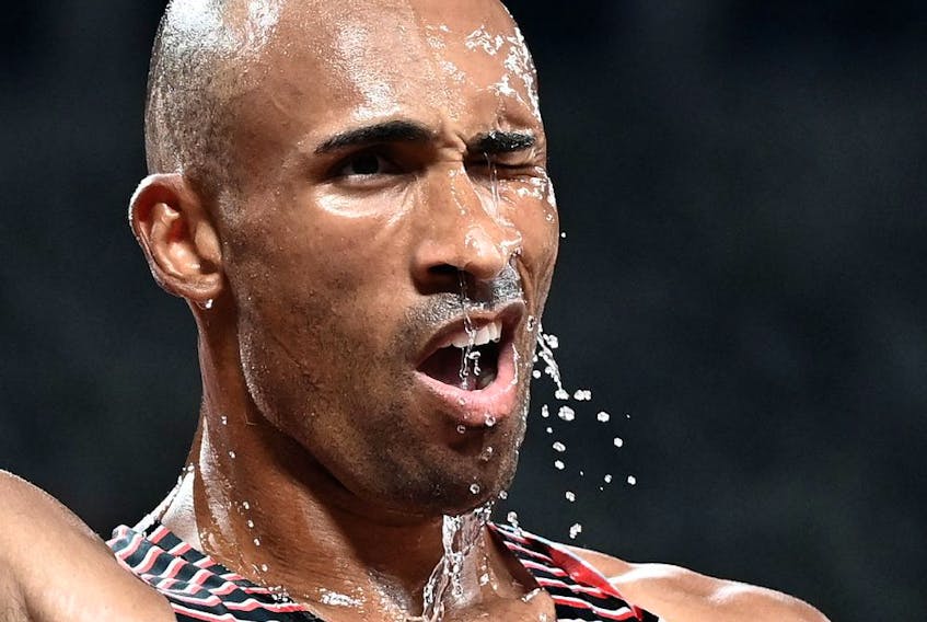  Canada’s Damian Warner reacts after winning the men’s decathlon event during the Tokyo 2020 Olympic Games.