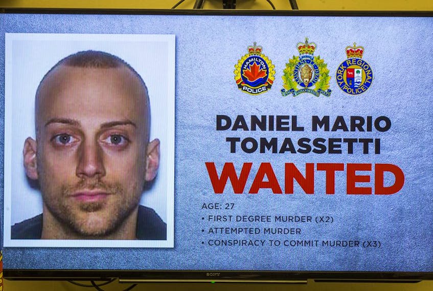  Daniel Mario Tomassetti as shown on a monitor at Hamilton Police Service Headquarters.