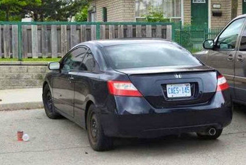  The black Honda Civic police say was used in the two mob murders.