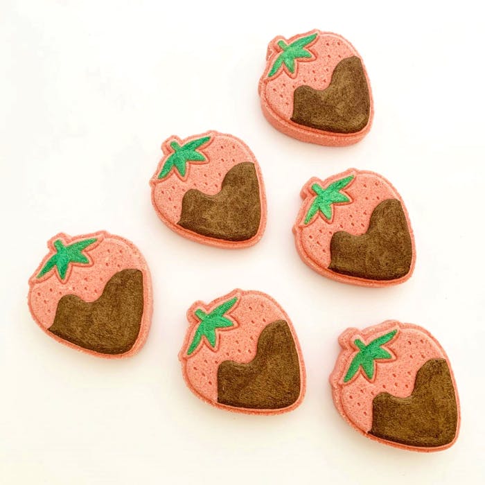 Sarah LeBlanc likes to get creative with her products, like these chocolate-dipped strawberry soaps. - Contributed