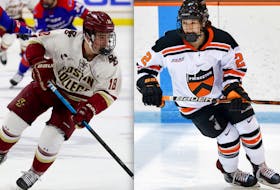 Alex Newhook, who played for the Boston College Eagles, and Maggie Connors of the Princeton Tigers are the Sport Newfoundland and Labrador senior athletes of the year after stellar performances in NCAA college hockey during 2020. — File photos