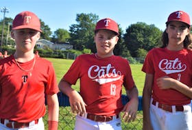 Three members of the Truro Bearcats U13 AAA baseball team, Reid MacDonald (left), Austin Brown, and Malky Murphy, have been selected for the provincial team which will be traveling to Newfoundland for the Sept. 16 to 19 Atlantic’s championship.