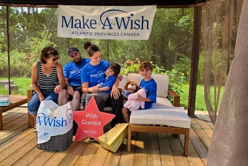 Gideon O'Neal releases, surrounded by family, including sister Willow O'Neal, parents Stephanie Schaffner and Matthew O'Neal, and grandmother Kim Smith, at his new gazebo in Middleton.