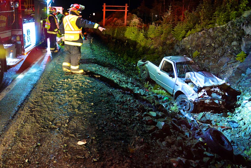 One man was killed following a single-vehicle rollover in Torbay early Sunday morning. Keith Gosse/The Telegram