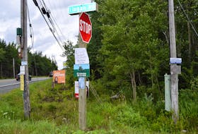 A major problem area of signage on poles is the Union Highway and Lingan Road intersection in River Ryan. The Cape Breton Regional Municipality streets bylaw prohibits signage on poles but the province is ignoring their requests to removie such signage. Sharon Montgomery-Dupe/Cape Breton Post 