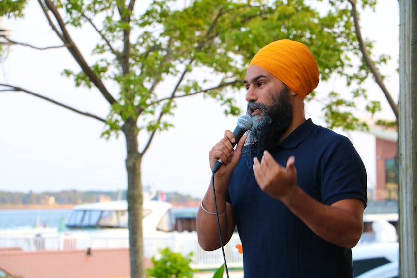 Federal NDP leader speaks to a crowd of supporters in Charlottetown on August 9, 2021. A Federal election call is expected imminently. - Stu Neatby