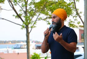 Federal NDP leader speaks to a crowd of supporters in Charlottetown on August 9, 2021. A Federal election call is expected imminently.