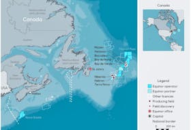 This map outlines Equinor's offshore assets in Newfoundland and Labrador. — EQUINOR