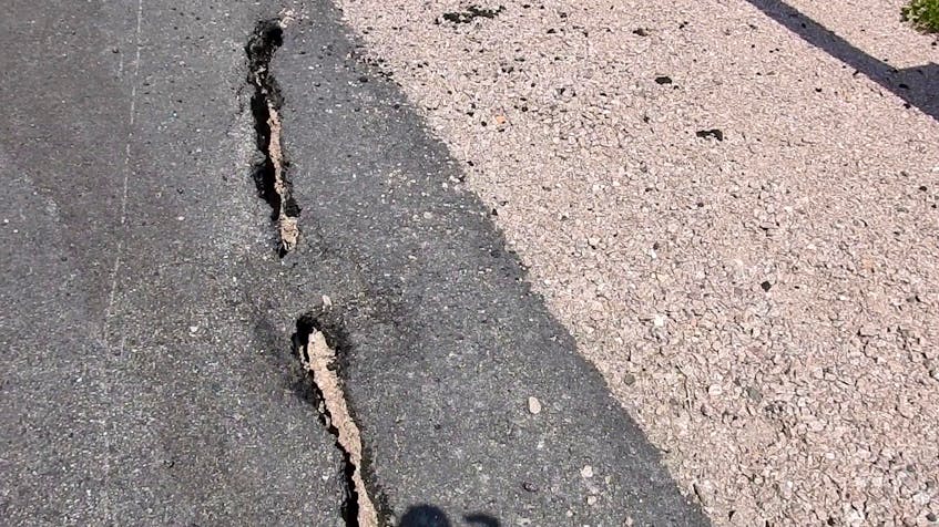 A closer look of one of the cracks in the pavement. CONTRIBUTED