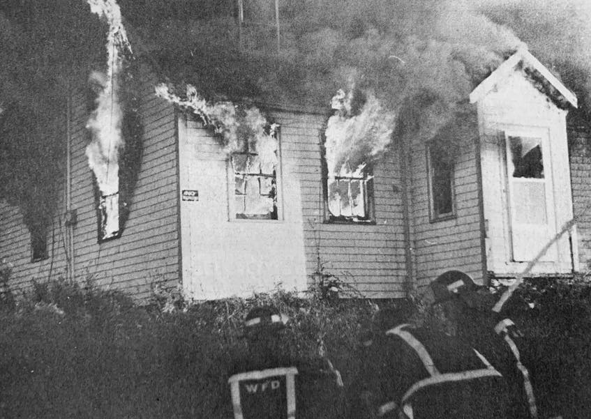 In 1986, Windsor, Hantsport and Wolfville firefighters assisted Industrial Estates when the company wanted to burn down a home located on its property to allow for expansion in the industrial park. - File Photo