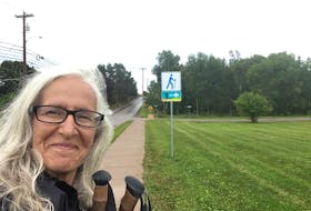 Christine Renaud, from southern Ontario's Prince Edward County, is walking Prince Edward Island's 700 km Confederation Trail Island Walk to raise $7,000 for the Lennon Recovery House in North Rustico.