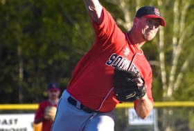 Sheldon MacDonald, shown in action during the 2019 season, was the winning pitcher in the Sydney Sooners 4-3 victory over the Kentville Wildcats on Saturday in Sydney. The Sooners swept the best-of-five semifinal series and will advance to the Nova Scotia Senior Baseball League championship series. JEREMY FRASER/CAPE BRETON POST