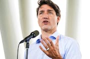 Canada's Prime Minister Justin Trudeau during his election campaign tour in Candiac, Quebec, on Sept. 12.