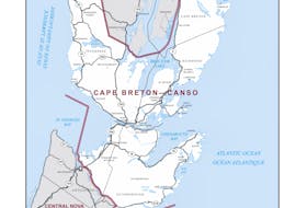 This map outlines the federal riding of Cape Breton-Canso for the Sept. 20 election. CONTRIBUTED