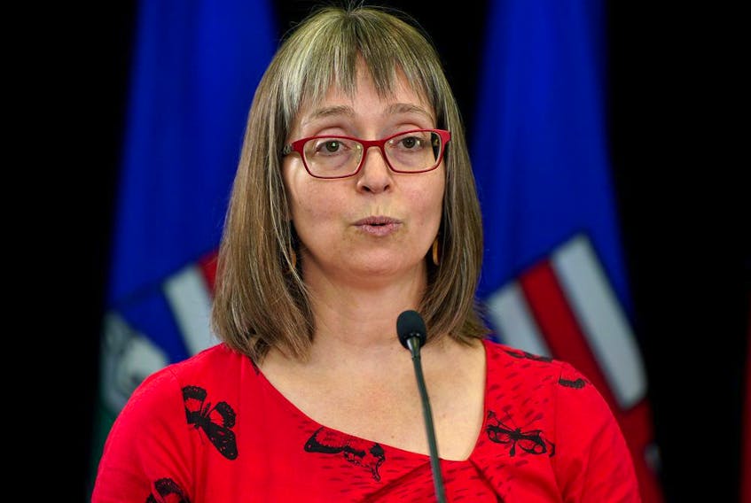 Dr. Deena Hinshaw (Alberta Chief Medical Officer of Health) speaks during a news conference in Edmonton on the COVID-19 pandemic situation in Alberta on Thursday September 9, 2021. The province has recorded over 1500 new COVID-19 infections in the last 24 hours.