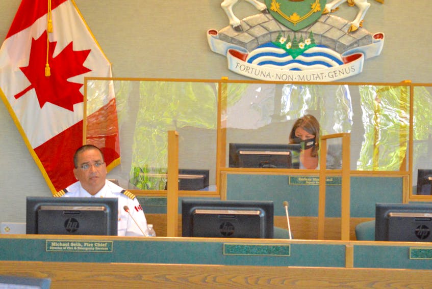 Michael Seth, director and chief of CBRM Fire and Emergency Services, addresses the fire and emergency services committee Wednesday. Chris Connors/Cape Breton Post