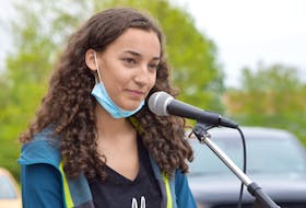 Vanessa Hartley, chair of the South End Environmental Injustice Society (SEED), pictured speaking at last year’s Black Lives Matter Unity Rally in Shelburne. KATHY JOHNSON


