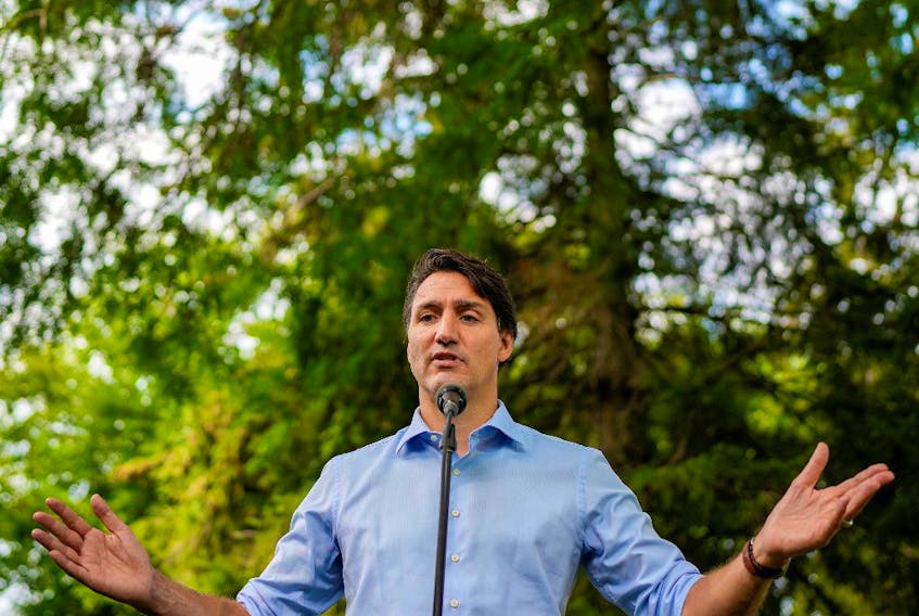  Canada’s Prime Minister Justin Trudeau speaks during his election campaign tour in Mississauga, Ontario, Canada September 11, 2021.
