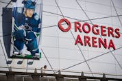 The Canucks have said that fans as well as staff will have to show proof of vaccination to enter Rogers Arena (above) and the Abbotsford Centre. That policy does not cover the players, whose workplace conditions must be negotiated with the NHL under their collective bargaining agreement.