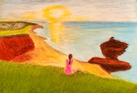Photos are fabulous, but there's something special about an original work of art. This lovely island scene was created by Malliga Nagarajan, of Charlottetown.  It's an oil pastel crayon drawing with a reflective late summer vibe. Thank you for sharing your remarkable talent, Malliga.