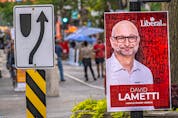 A campaign poster for Liberal candidate David Lametti in Lasalle-Emard-Verdun riding in Verdun, Quebec.