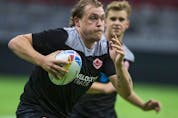 Jake Thiel, pictured during a training session on Friday, came up through B.C.’s elite youth sevens pathway. Thiel is one of only four Canadians playing at this weekend’s Canada Sevens with previous world series experience.