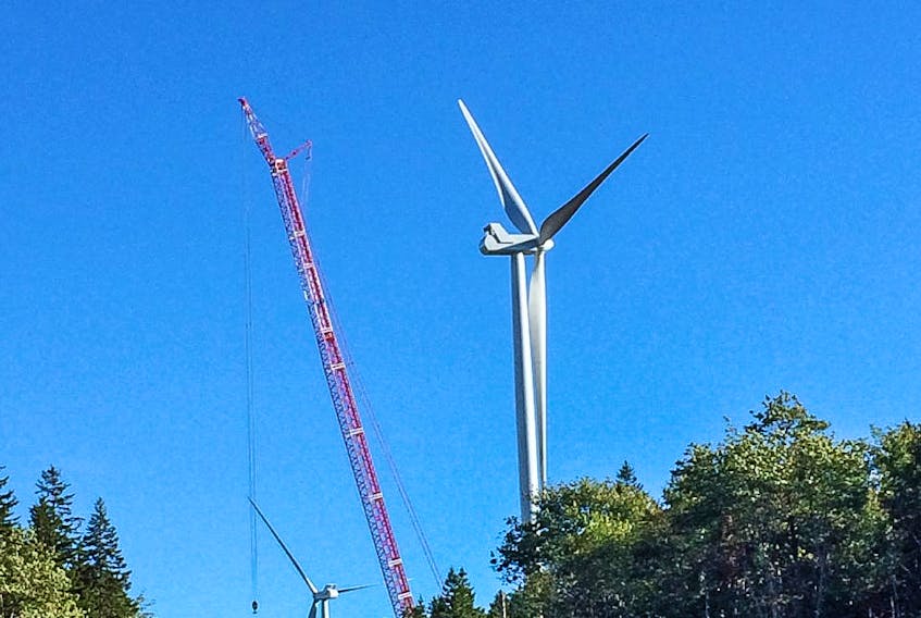 Construction of a wind turbine at the Pockwock Wind Farm, a 10-megawatt project just outside Halifax, being developed by Community Wind Farms and Chebucto Pockwock CEDIF. CONTRIBUTED • Community Wind Farms