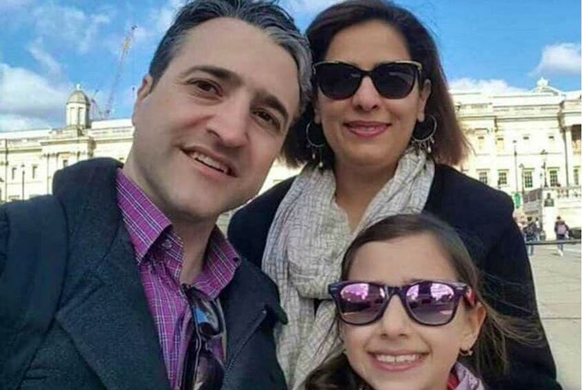 Hamed Esmaeilion (left), his wife Parisa Eghbalian and their daughter Reera Esmaeilion are shown in a handout photo. Parisa Eghbalian and Reera Esmaeilion were among the victims pf the Iran plane crash. Hamed Esmaeilion was not on the flight. 