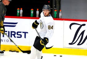 Vegas Golden Knights prospect Zach Dean is leaving a good impression with team officials as the result of his performance during what is his first professional training camp. — Vegas Golden Knights/Twitter