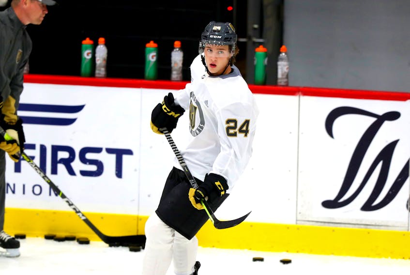 Vegas Golden Knights prospect Zach Dean is leaving a good impression with team officials as the result of his performance during what is his first professional training camp. — Vegas Golden Knights/Twitter