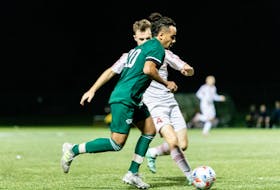 Salem Faraq, 20, of the UPEI Panthers controls the ball in an Atlantic University Sport men’s soccer game in Charlottetown on Sept. 18. Faraq scored the game’s lone goal in the Panthers’ 1-0 victory. UPEI Athletics Photo