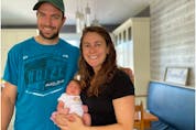 Former Canadiens strength and conditioning co-ordinator Patrick Delisle-Houde with wife Chelsea Saunders and two-week-old Adeline. Delisle-Houde returned to his alma mater, McGill University, as an assistant coach with the Redbirds while completing his PhD.