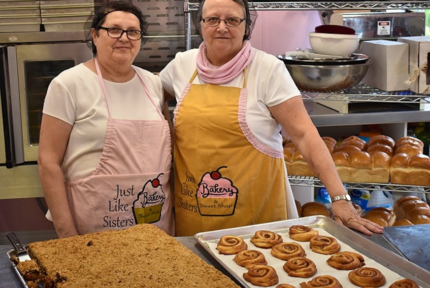 Beverley King, left, and her cousin Maxine Belbin are the bakers behind Just Like Sisters Bakery and Sweet Shop, located in Heart's Content. The duo always dreamed of running a bakery and made it a reality a few months ago. Since opening their doors, their sweet treats are taking off with locals and visitors alike.