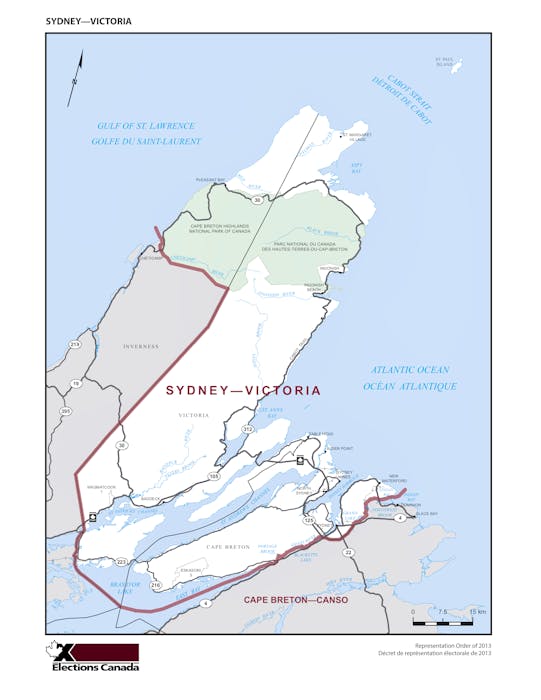 A map of the Sydney-Victoria riding. Contributed/Elections Canada
